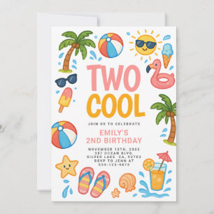 Invitación Dos Fiestas de cumpleaños 2 de Guay Beach Tropical