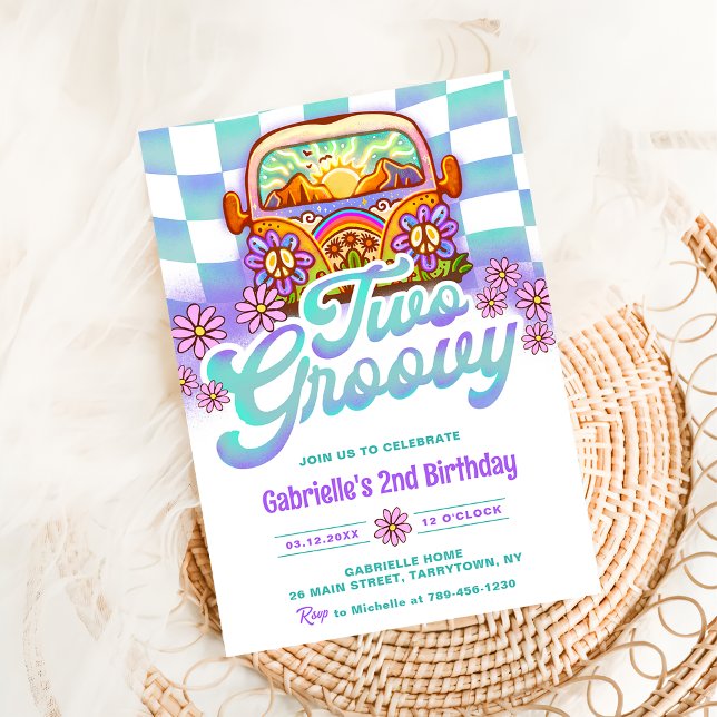 Invitación Dos Fiestas de cumpleaños Boho Floral Daisy de Gro (Subido por el creador)
