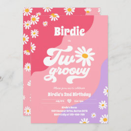 Invitación Dos Fiestas de cumpleaños Boho Retro Daisy de Groo