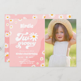 Invitación Dos Fiestas de cumpleaños Boho Retro Daisy de Groo