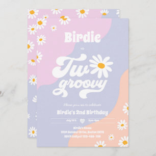 Invitación Dos Fiestas de cumpleaños Boho Retro Daisy de Groo