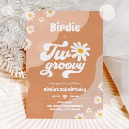 Invitación Dos Fiestas de cumpleaños Boho Retro Daisy de Groo
