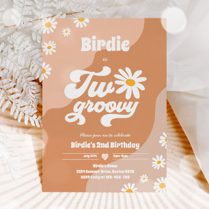 Invitación Dos Fiestas de cumpleaños Boho Retro Daisy de Groo