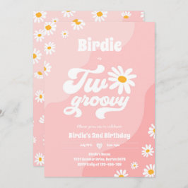 Invitación Dos Fiestas de cumpleaños Boho Retro Daisy de Groo