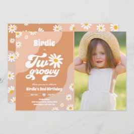 Invitación Dos Fiestas de cumpleaños Boho Retro Daisy de Groo