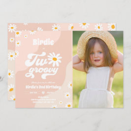 Invitación Dos Fiestas de cumpleaños Boho Retro Daisy de Groo