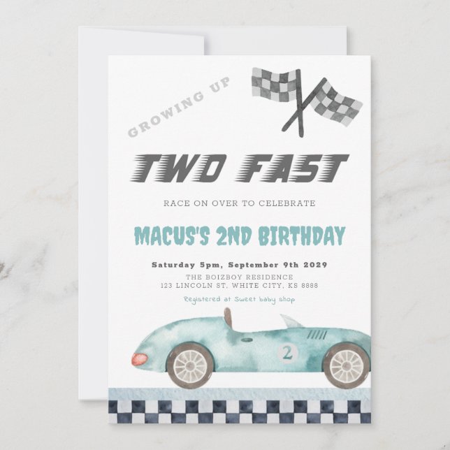 Invitación Dos fiestas de cumpleaños de coches de Carreras rá (Anverso)