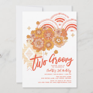 Invitación Dos Fiestas de cumpleaños de Groovy Boho Floral Gr
