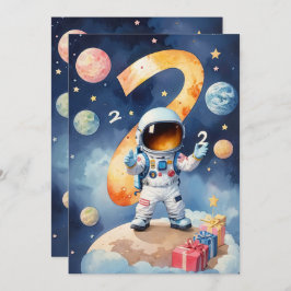 Invitación Dos Fiestas de cumpleaños segundo en la luna