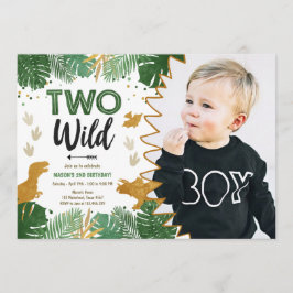 Invitación Dos Fiestas de Dino salvajes Chico Dinosaurio Dora