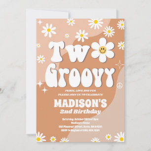 Invitación Dos Fiestas de Groovy, segundo cumpleaños, Daisy G