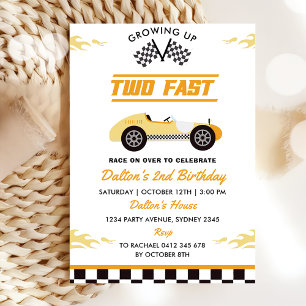 Invitación Dos Fiestas de segundo cumpleaños de Race Car Boy 