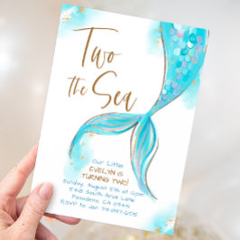 Invitación Dos Fiestas de sirena azul en el mar Segundo cumpl