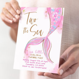 Invitación Dos Fiestas de sirena rosada en el mar Segundo cum