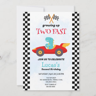Invitación Dos Fiestas del segundo cumpleaños de Dinosaur Rac