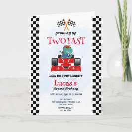 Invitación Dos Fiestas del segundo cumpleaños de Dinosaur Rac