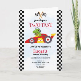 Invitación Dos Fiestas del segundo cumpleaños de Dinosaur Rac