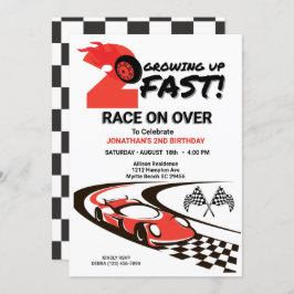 Invitación Dos Fiestas del segundo cumpleaños de Fast Race Ca