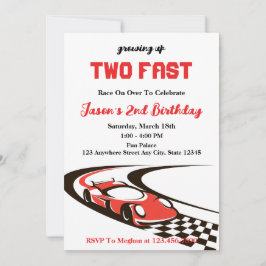 Invitación Dos Fiestas del segundo cumpleaños de Fast Race Ca