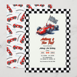 Invitación Dos Fiestas del segundo cumpleaños de Fast Race Ca