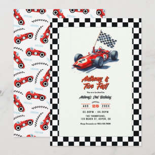 Invitación Dos Fiestas del segundo cumpleaños de Fast Race Ca