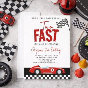 Invitación Dos Fiestas del segundo cumpleaños de Fast Race Ca