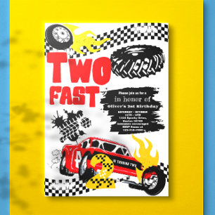 Invitación Dos Fiestas del segundo cumpleaños de Fast Race Ca