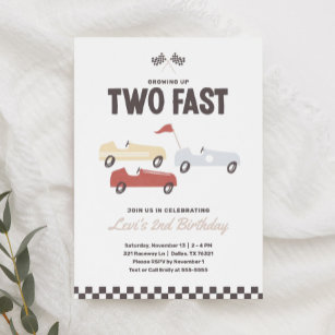 Invitación Dos Fiestas del segundo cumpleaños de Fast Race Ca