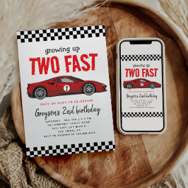 Invitación Dos Fiestas del segundo cumpleaños de Fast Race Ca