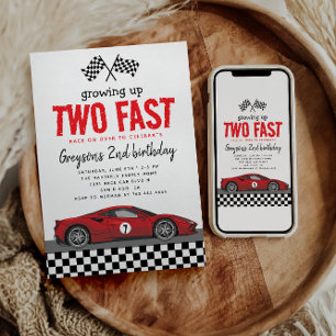Invitación Dos Fiestas del segundo cumpleaños de Fast Race Ca