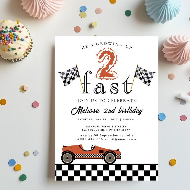 Invitación Dos Fiestas del segundo cumpleaños de Fast Race Ca (Subido por el creador)