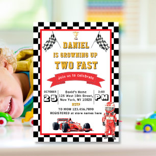 Invitación Dos Fiestas del segundo cumpleaños de Fast Race Ca