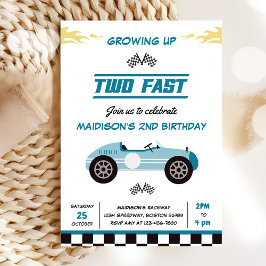 Invitación Dos Fiestas del segundo cumpleaños de Fast Race Ca