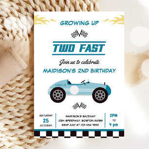 Invitación Dos Fiestas del segundo cumpleaños de Fast Race Ca