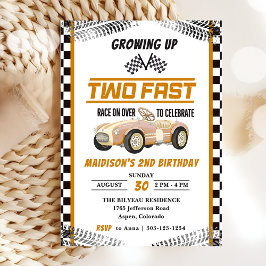 Invitación Dos Fiestas del segundo cumpleaños de Fast Race Ca