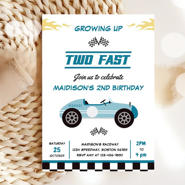 Invitación Dos Fiestas del segundo cumpleaños de Fast Race Ca (Subido por el creador)