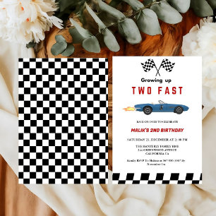 Invitación Dos Fiestas del segundo cumpleaños de Fast Race Ca