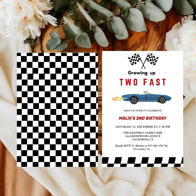 Invitación Dos Fiestas del segundo cumpleaños de Fast Race Ca (Subido por el creador)