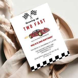 Invitación Dos Fiestas del segundo cumpleaños de Fast Race Ca