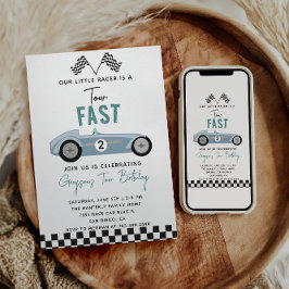 Invitación Dos Fiestas del segundo cumpleaños de Fast Race Ca