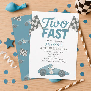 Invitación Dos Fiestas del segundo cumpleaños de Fast Race Ca