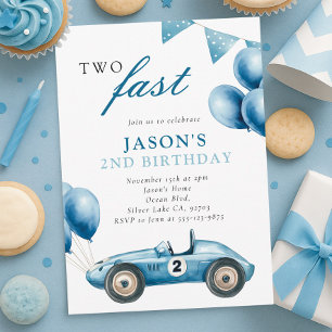 Invitación Dos Fiestas del segundo cumpleaños de Fast Race Ca