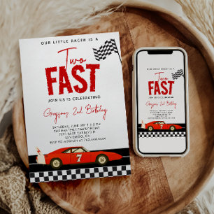 Invitación Dos Fiestas del segundo cumpleaños de Fast Race Ca