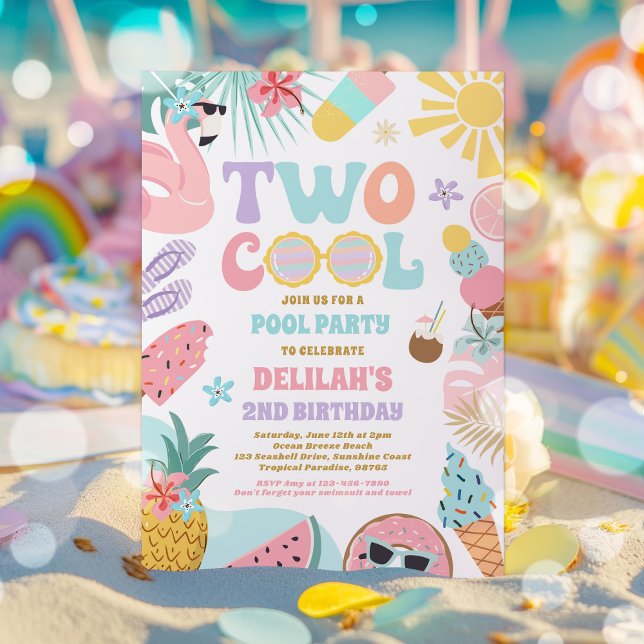 Invitación Dos Fiestas del segundo cumpleaños de la playa tro (Subido por el creador)