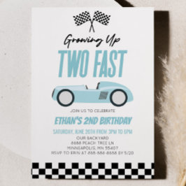 Invitación Dos Fiestas del segundo cumpleaños de Racecar Fast