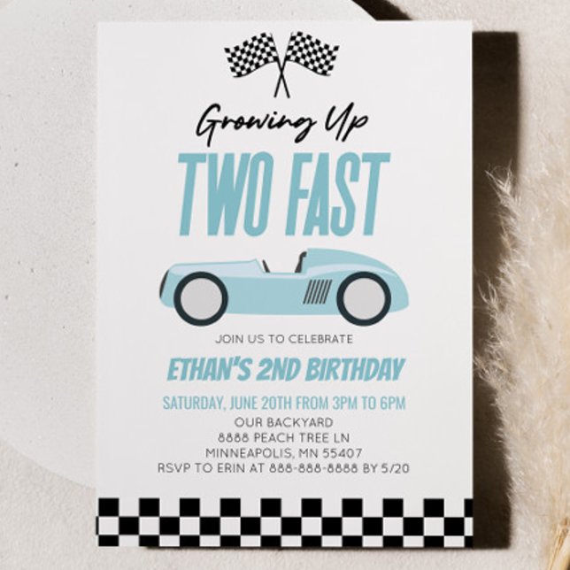 Invitación Dos Fiestas del segundo cumpleaños de Racecar Fast (Subido por el creador)