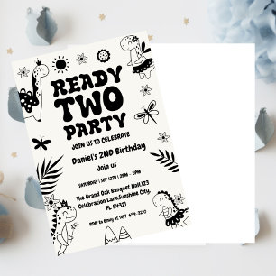 Invitación Dos Fiestas Rex Listos Para Dos, Boy Segundo Parti