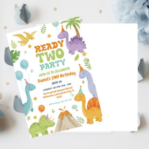 Invitación Dos Fiestas Rex Listos Para Dos, Boy Segundo Parti