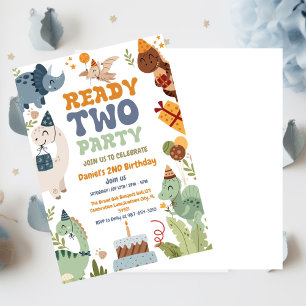Invitación Dos Fiestas Rex Listos Para Dos, Boy Segundo Parti