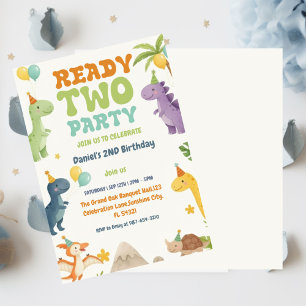 Invitación Dos Fiestas Rex Listos Para Dos, Boy Segundo Parti
